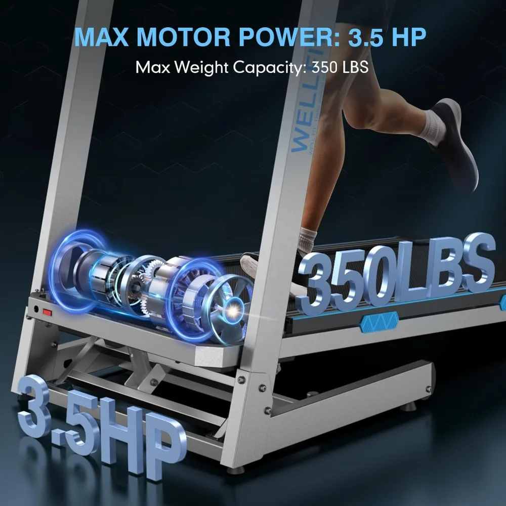 Home Gym Treadmills 15% Auto Incline, 3.5HP Treadmill 350+lbs Capacity, Foldable Treadmill for Small Space, Voice Control