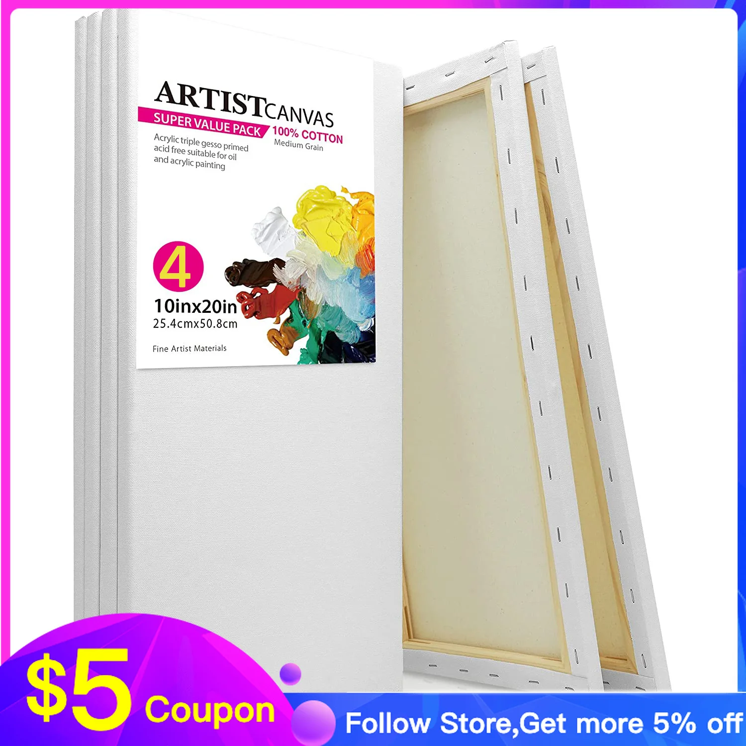 Black Primed Canvas - 8 oz - Triple Primed - Ready to Paint