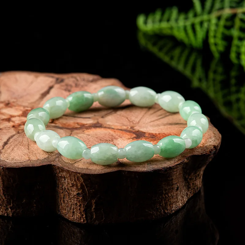 Burmese Jade Beaded Bracelets Designer Jewelry Gifts Gemstone Emerald Green Jadeite Women