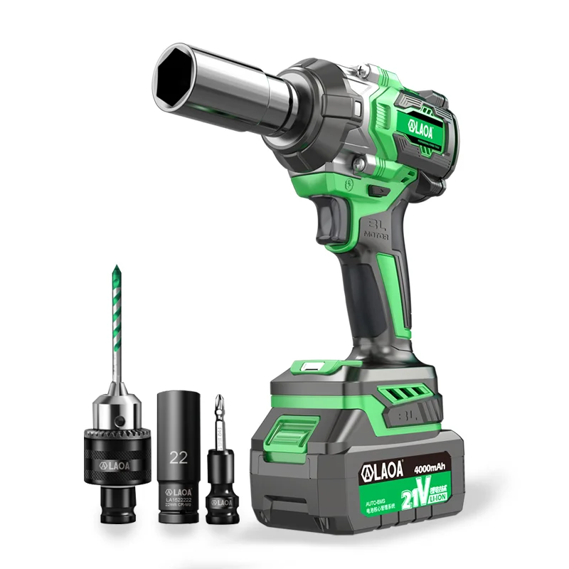 LAOA Brushless Cordless Electric Impact Wrench Rechargeable Wrench