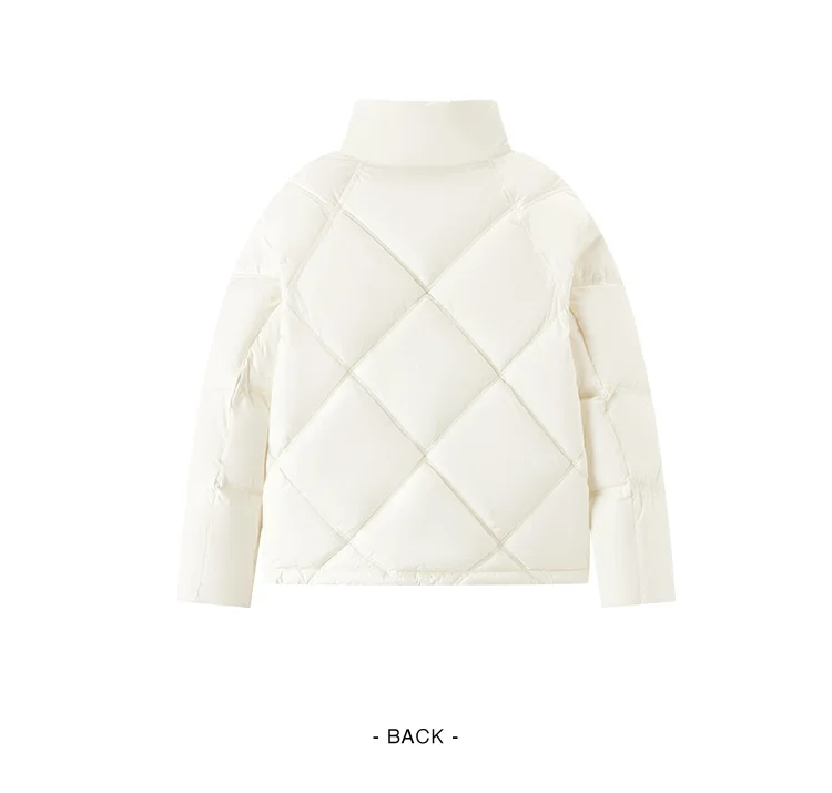 Cotton Clothing Women Loose Stand Collar Simple Casual Temperament Winter Gentle Waterproof Rhombus Versatile Thick Coat