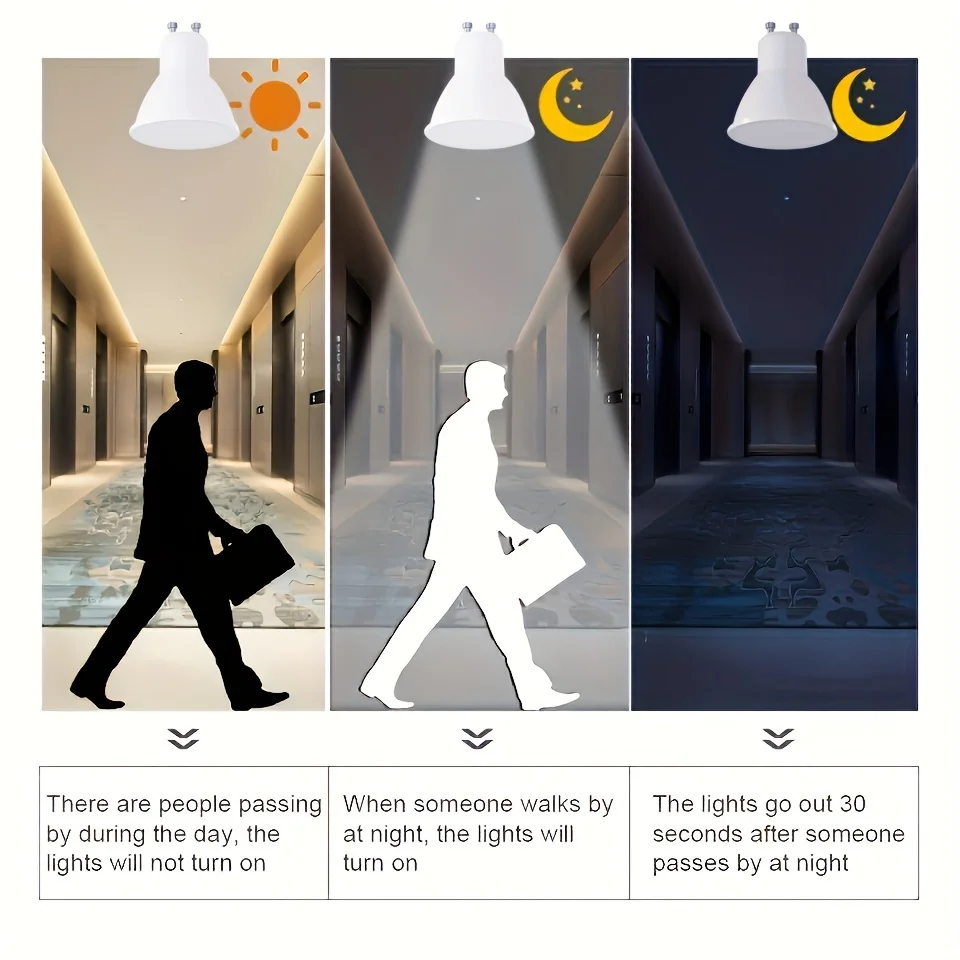 12PCS GU10 Light Sensor Security Lighting Porch Hallway Patio Courtyard Garage Light Bulbs  3W 6W 9W 12W 189-265V Dawn to Dusk L