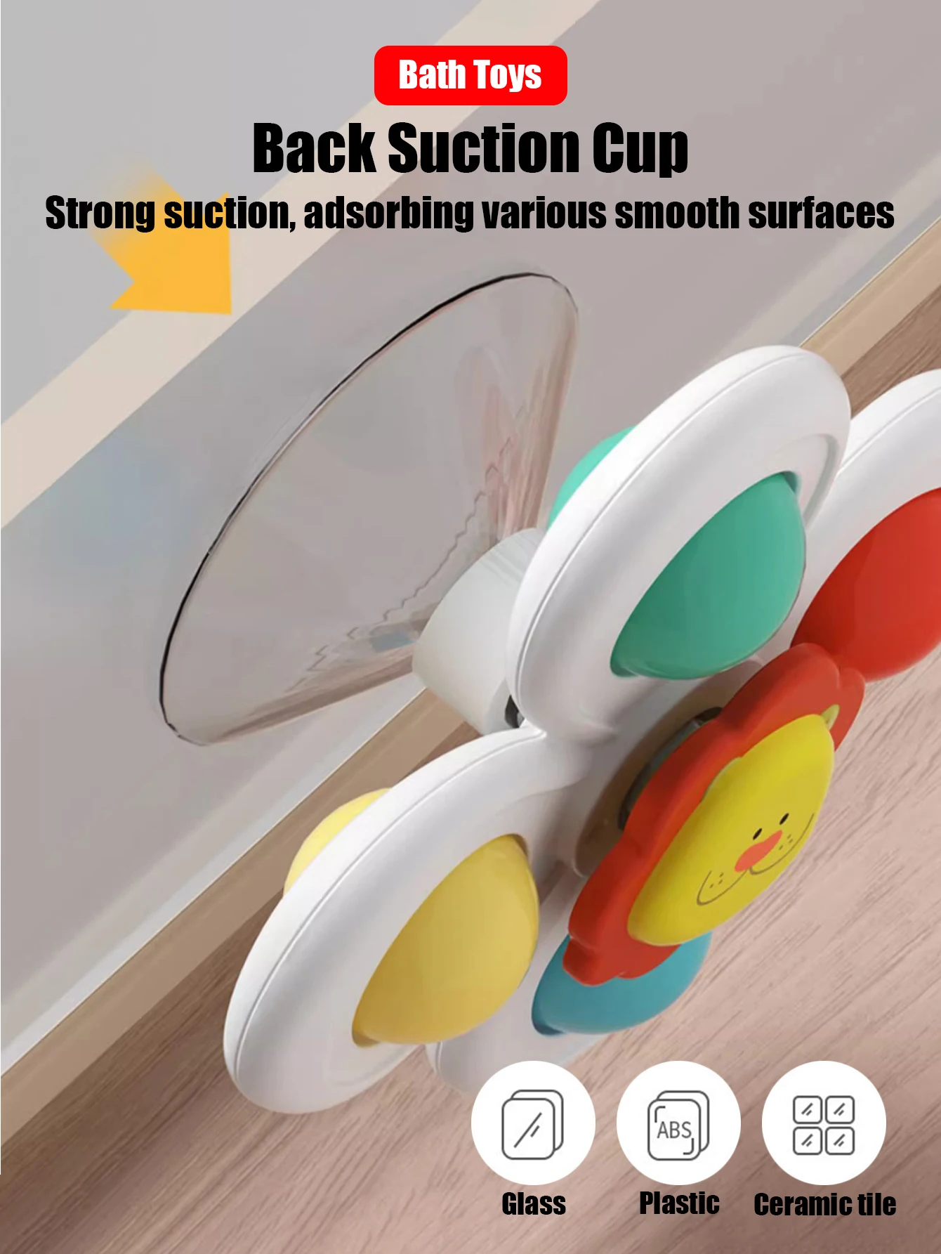 3Pcs/Set Suction Cup Spinning Cartoon Animal Spinner Toys Kids Window Baby High Chair Table Travel Bath Toy for Children Gift 3