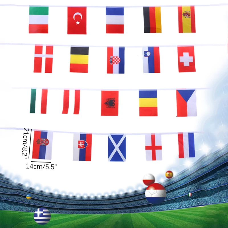 2024 유로 축구 선수권 대회 분투 24 개국 유럽 출전팀 국기 스트링, 유로컵 장식 국기