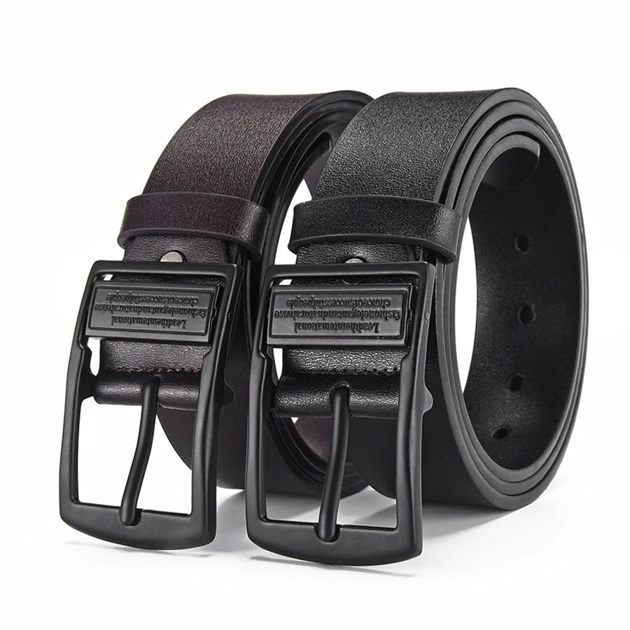 Leather Men's Belt with Metal Alloy Buckle for Jeans and Business