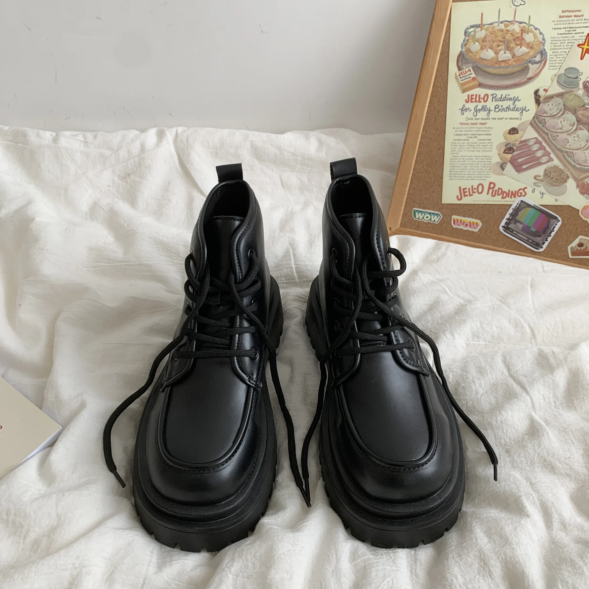 

Ботинки Lolita, австралийские ботинки-Женская обувь на плоской подошве с круглым носком, зимняя обувь на шнуровке для снега 2022, на среднем каблуке, с резиновой подошвой, в римском стиле