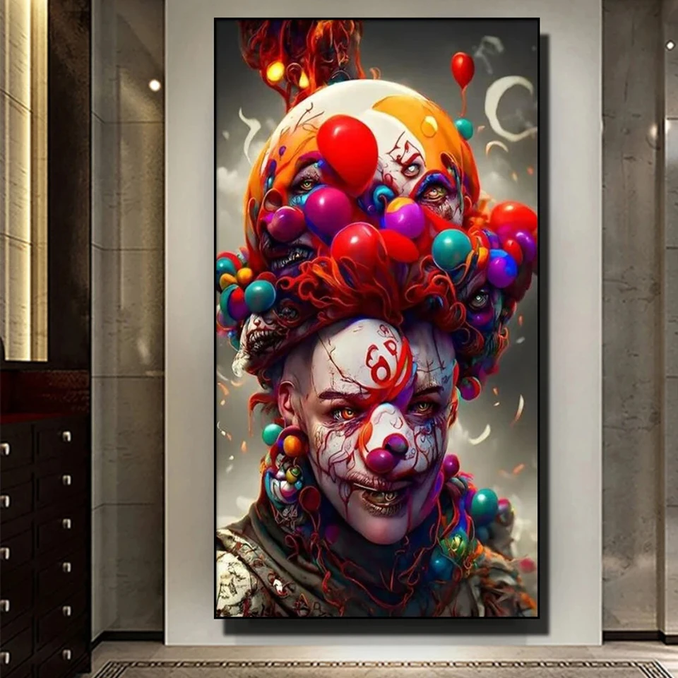 

Картина из страз «Клоун» 5d «сделай сам», полноразмерная/круглая Алмазная вышивка крестиком, портрет, подарок на Хэллоуин, домашний декор, WE1737, 2024