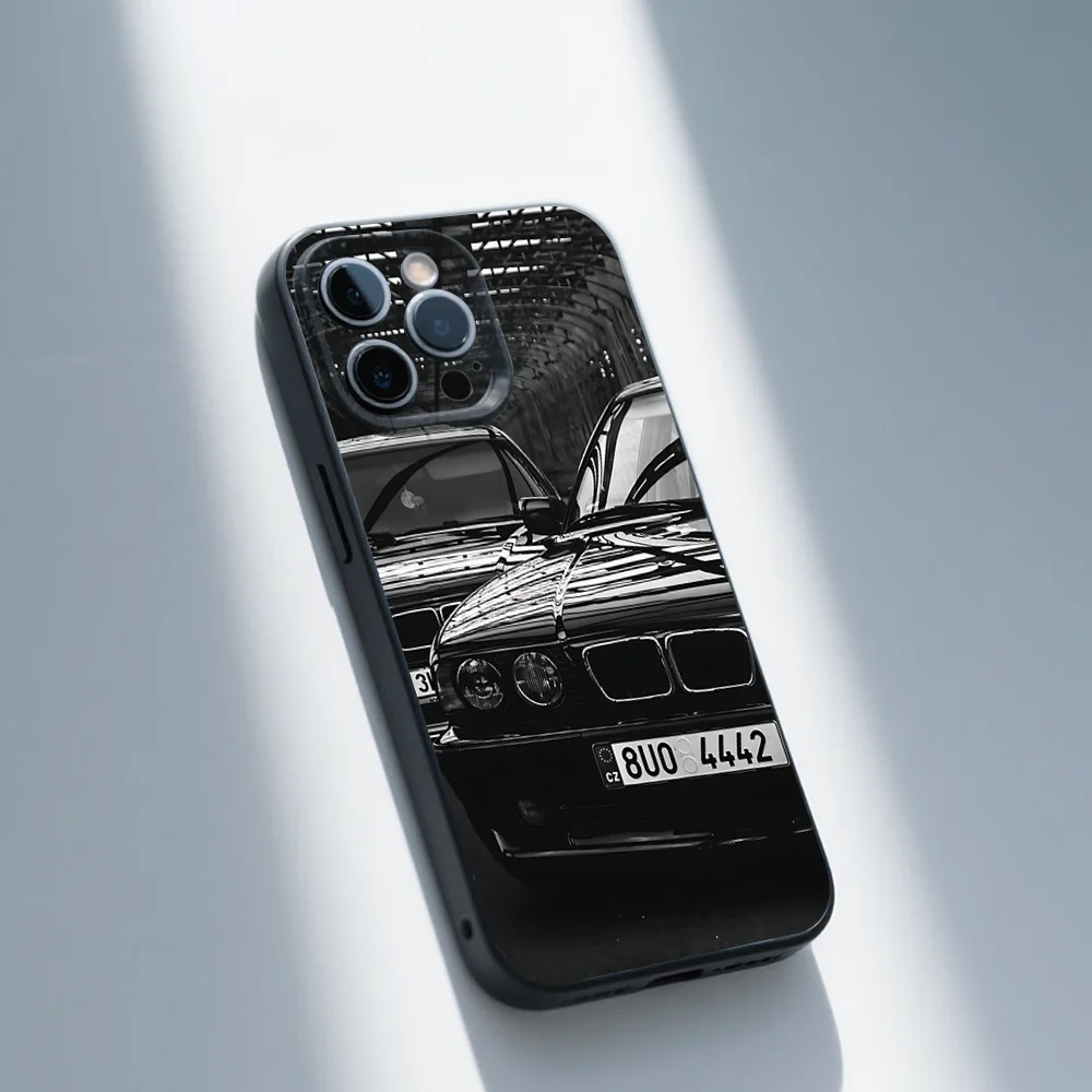 Luxury Car-Inspired Black Silicone Phone Case - Soft, Stylish Protection