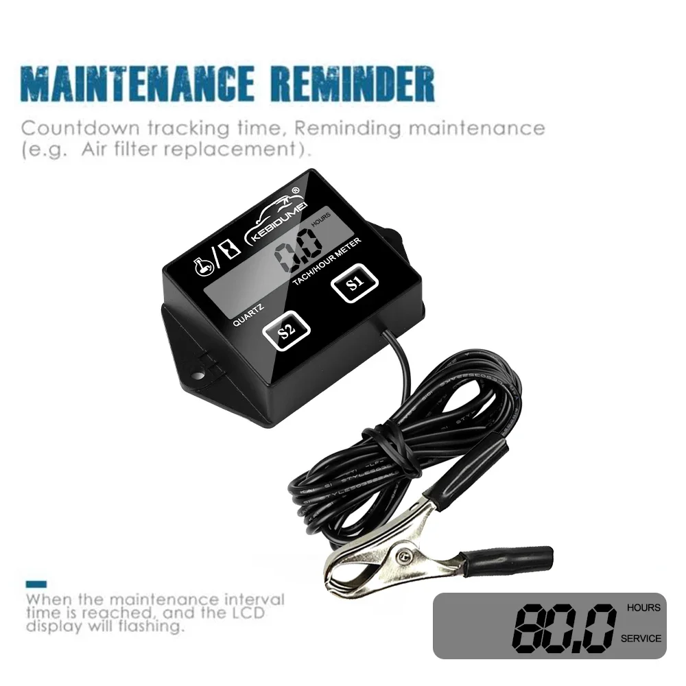 Motorcycle Digital Motor Speedmeter Engine Hour Meter Tachometer Gauge RPM LCD Display For Gasoline 2/4 Stroke Boat Chainsaw engine tachometer tachometer gauge tachometer meter