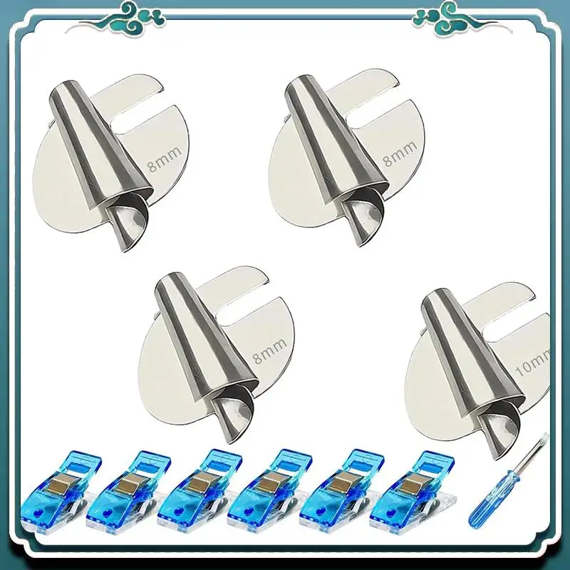 Sewing Rolled Hemmer Foot Set 4Pcs (4/6/8/10MM),Universal Sewing Machine Parts Rolled Hem Presser Foot
