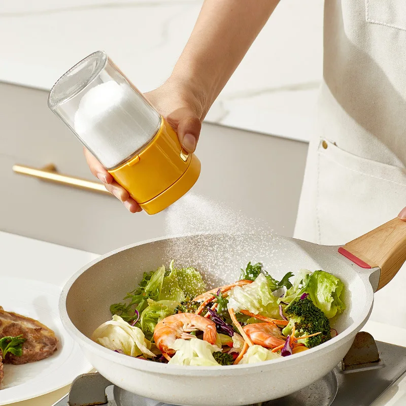 Kitchen Quantitative Salt Bottle Glass Sealed Moisture-Proof Seasoning Jar Adjustable