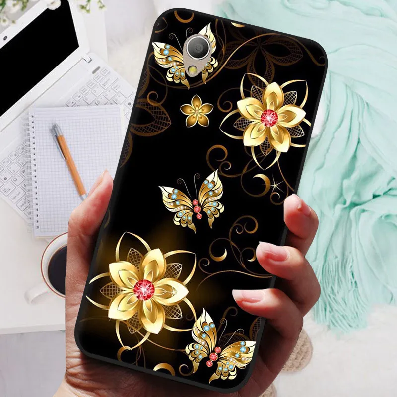 Lion & Wolf Design Black Silicone Soft Back Cover - Protective Shell Case
