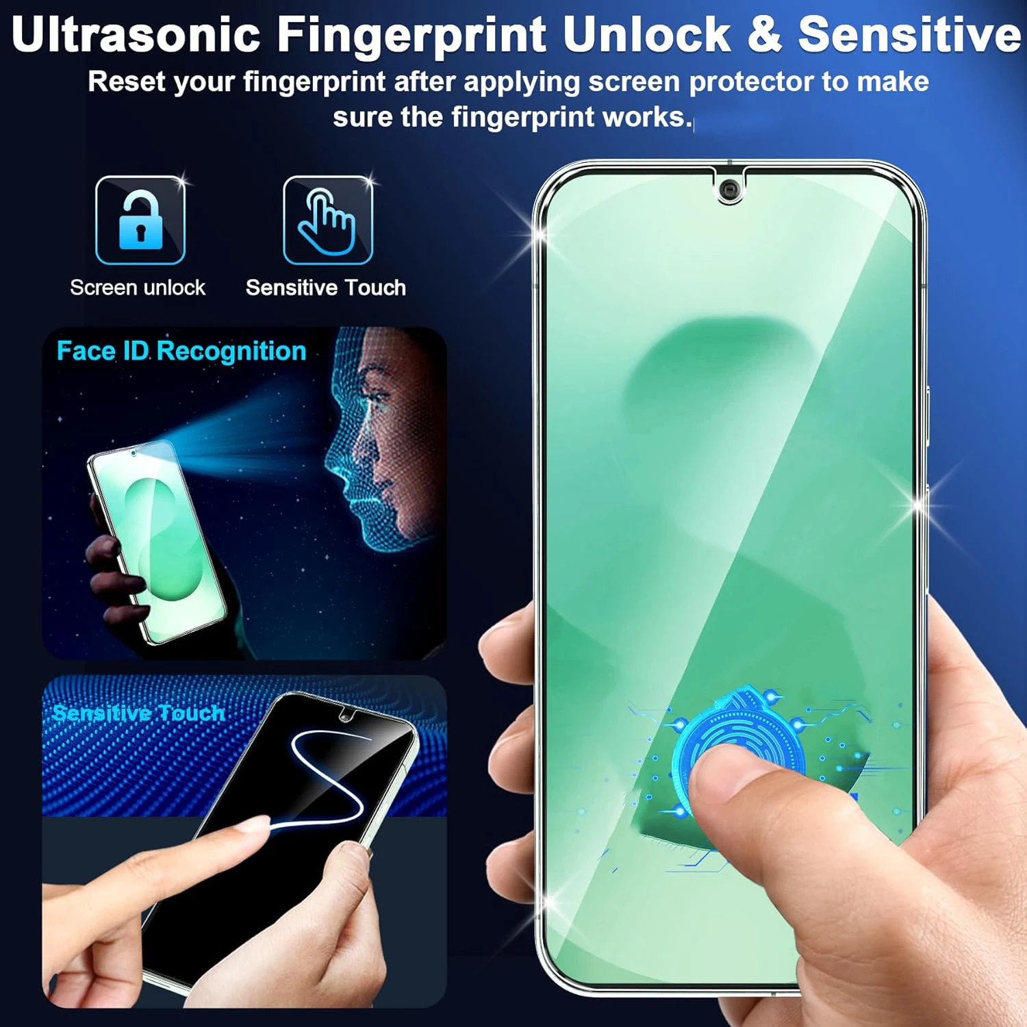 Advanced 6-in-1 9H HD Tempered Glass Screen Protector with Lens Protection & Fingerprint Unlock Capability