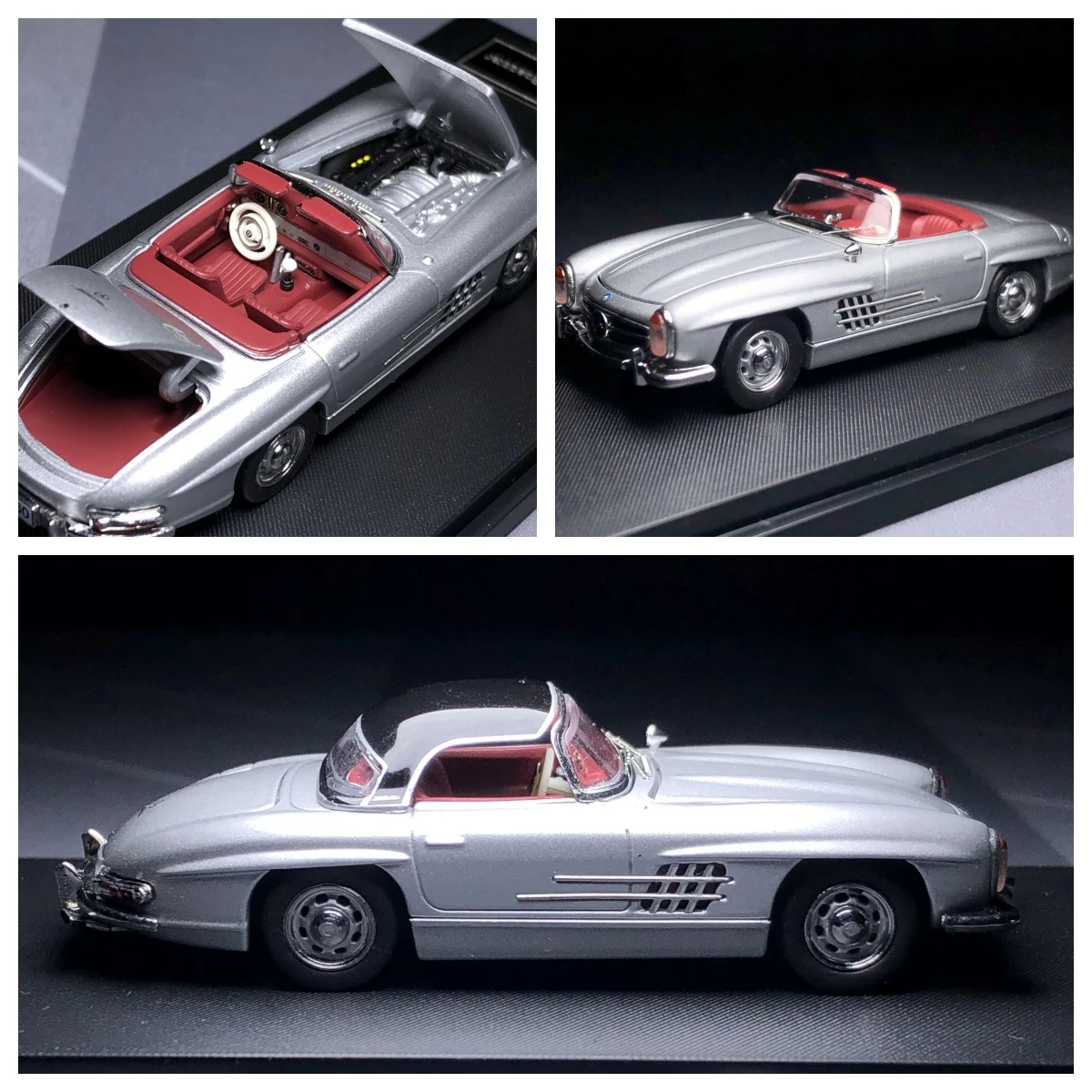 

GFCC 1:64 MB 300 SL Roadster Convertible Silver Hard top Diecast Model Car Collection Limited Edition Hobby Toys