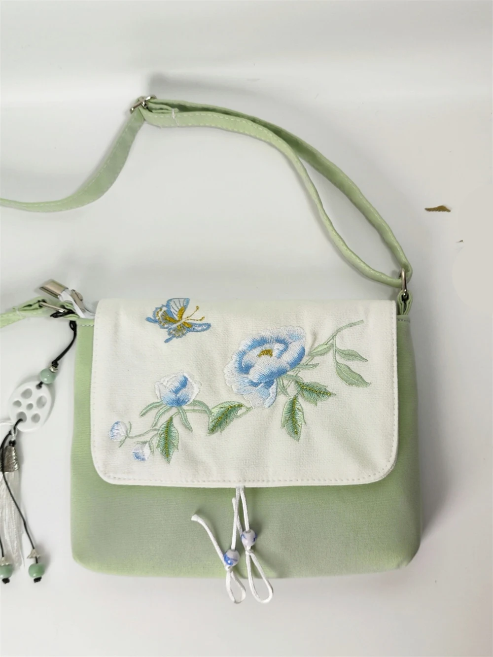 Ethnic Style Embroidered Canvas Satchel Casual Hanfu Shoulder Bag Daily Portable Crossbody Coin Purse Women Girl Gift 3