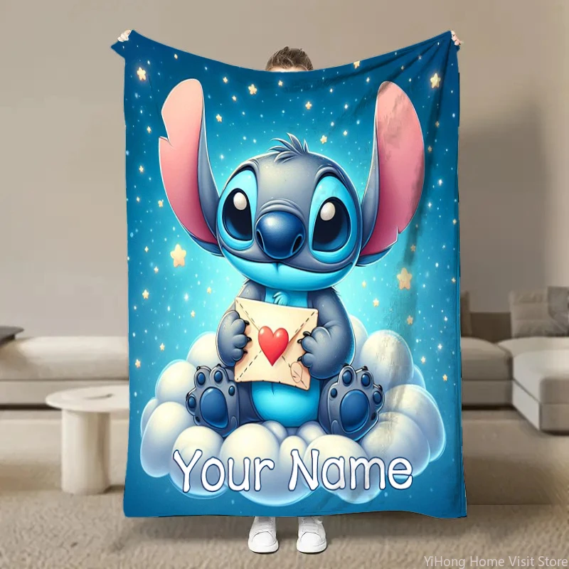 Personalized Custom Name Blanket Disney Stitch Printed Blanket for Sofa Bed Cover Blanket Suitable for Birthday Child Adult Gift 6