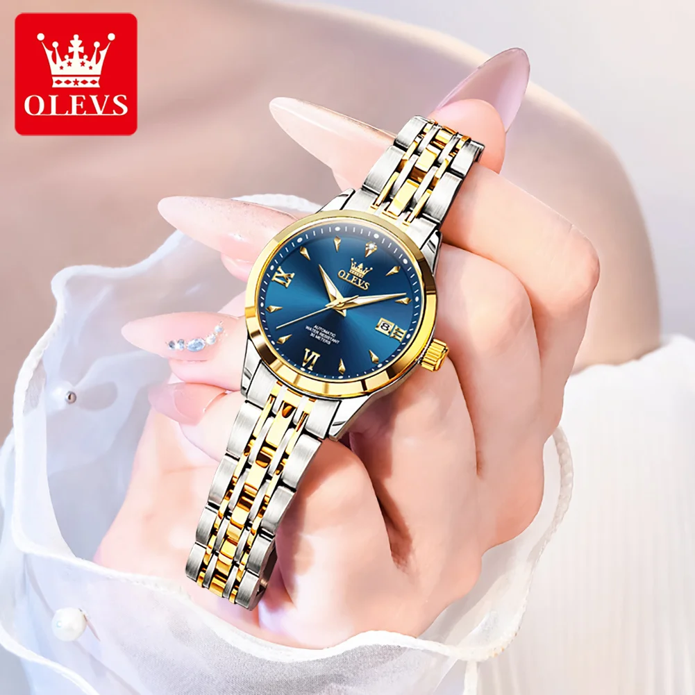 OLEVS 9956 Watch For Women Auto Date Elegant Mechanical Women Watch Waterproof Simple Fashion Business Automatic Wristwatch