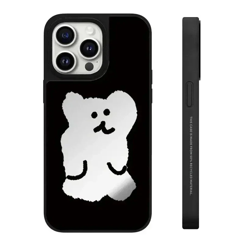 

Mirror Cartoon Bear Shadow Pattern iPhone 11 12 13 14 15 Pro Max Protective Case