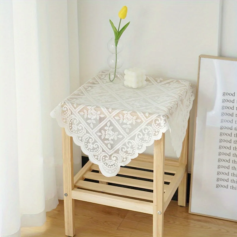 1 Stück Vintage-Spitzentischdecke – halbtransparente, waschbare Makramee-Tischdecke – perfekt für Picknicks, Camping, Geburtstagsfeiern – Detail 8