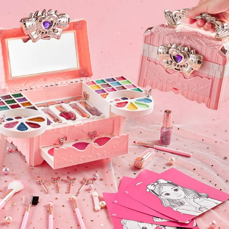 Girl'S Cosmetics Makeup Gift Box Kids Play Home Toy Set Essential Beauty Set For Delicate Girls Christmas And New Year Gifts 4