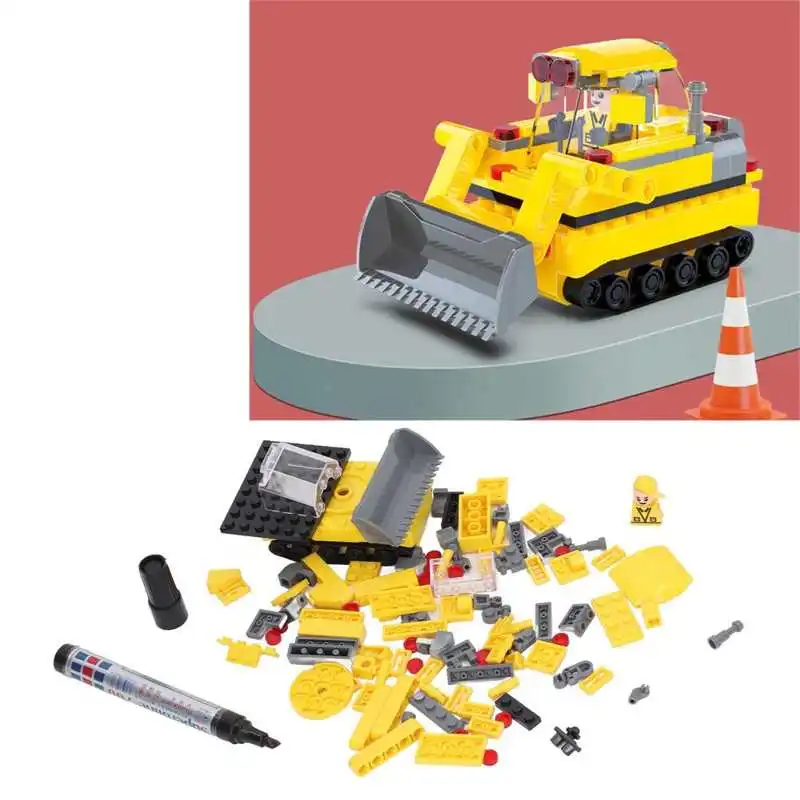 Digging Truck Toy Inductive DIY Assembly Electronic Vehicle Excavator Construction Toy for Children