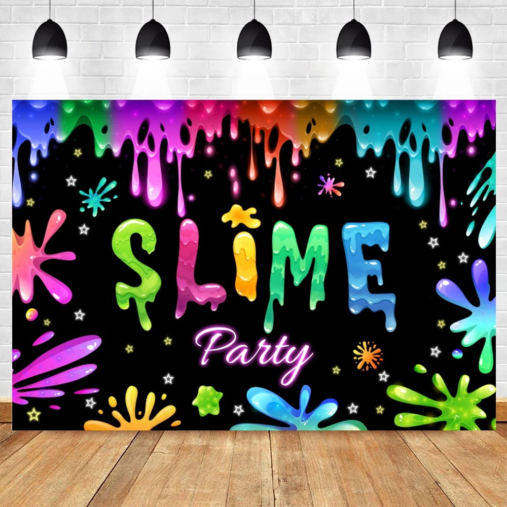 Let's Paint Theme Slime Party Photography Backdrop Watercolor Graffiti Kid Artist Birthday Party Art Painting Photo Backgrounds