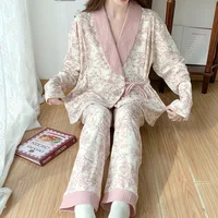 Nuisette en pur coton pour femmes enceintes, vêtements d'allaitement, vêtements de nuit d'automne, pyjamas à col en V pour mères allaitantes 4