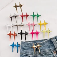 1Pair Cross Star Waist Buckle Adjustable Detachable Pants Clips Waist Tightener Nail-free Metal Button Snaps for Jeans Decor - Image 2