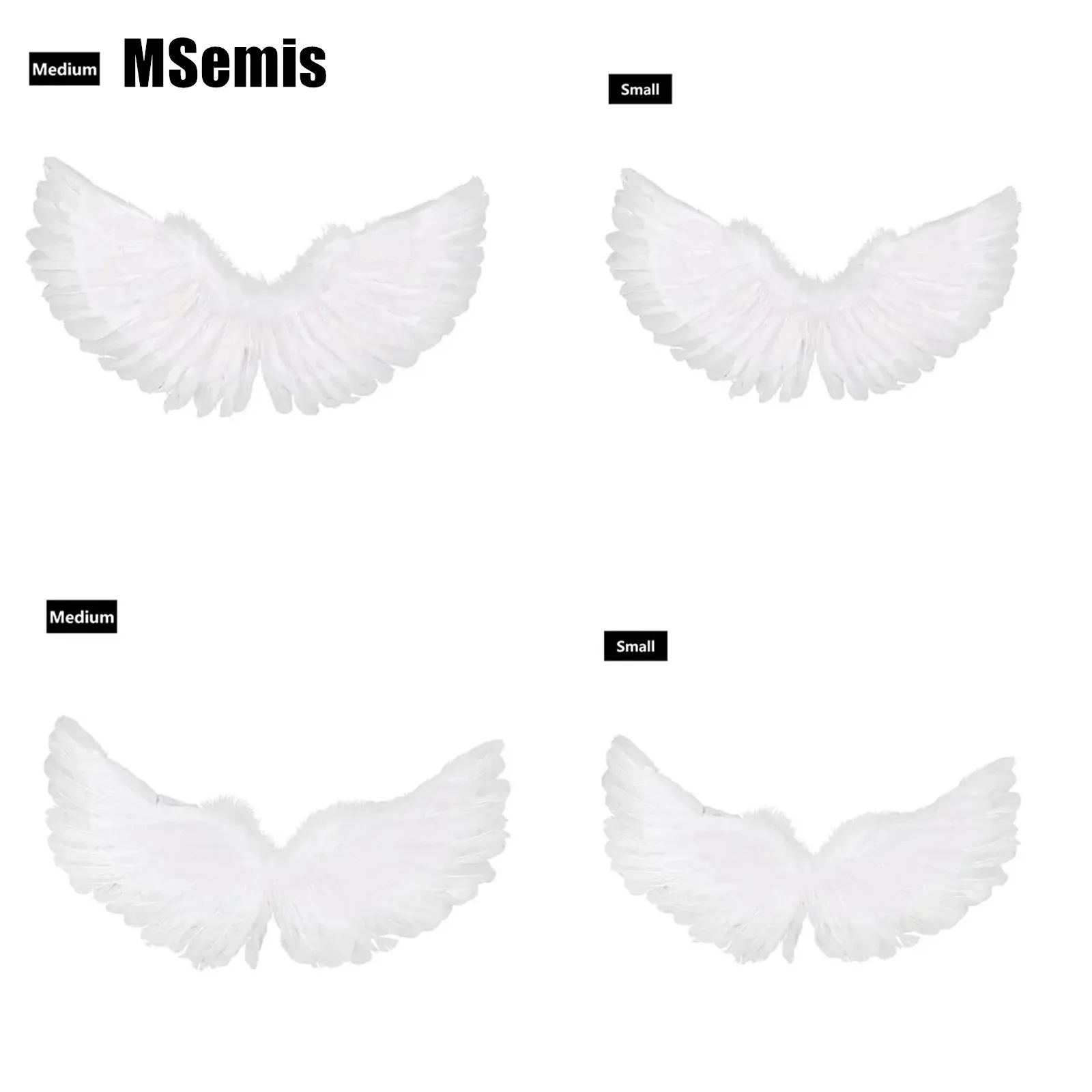 White Fairy Elf Cosplay Natural Feathers Angel Wings Wedding Party Photography Prop Kids Dress Up Wings for Halloween Stage Show kids children glossy metallic angel wings for photography masquerade halloween unicorn cosplay party costume accessory wings