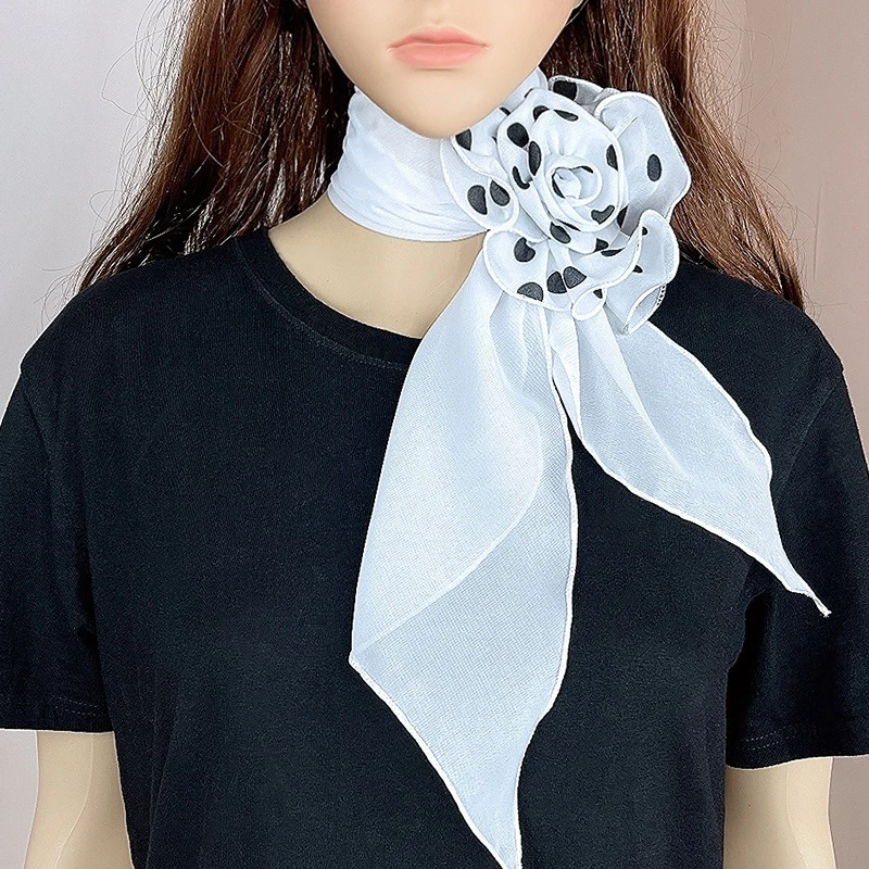 Silk Scarf Female Rose Scarf Korean Style Fashion Collar Flower Spring Thin  Section Multi Purpose Neck Support Scarf| | - AliExpress