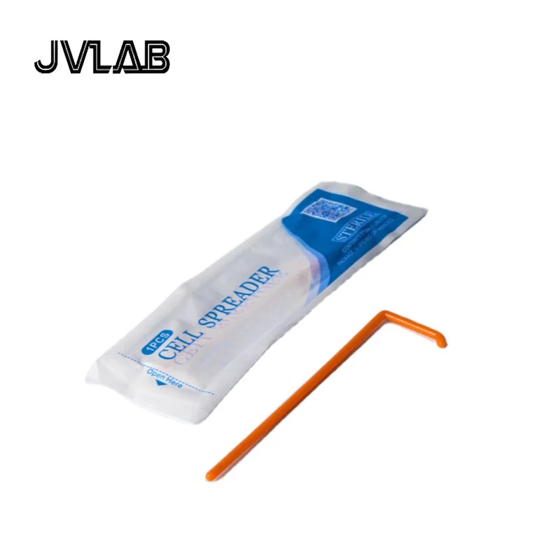 Cell Spreader L-shape Polystyrene Cell Culture Dish Coating Stick Orange Seeded Push Scraper Sterile Individually Packing