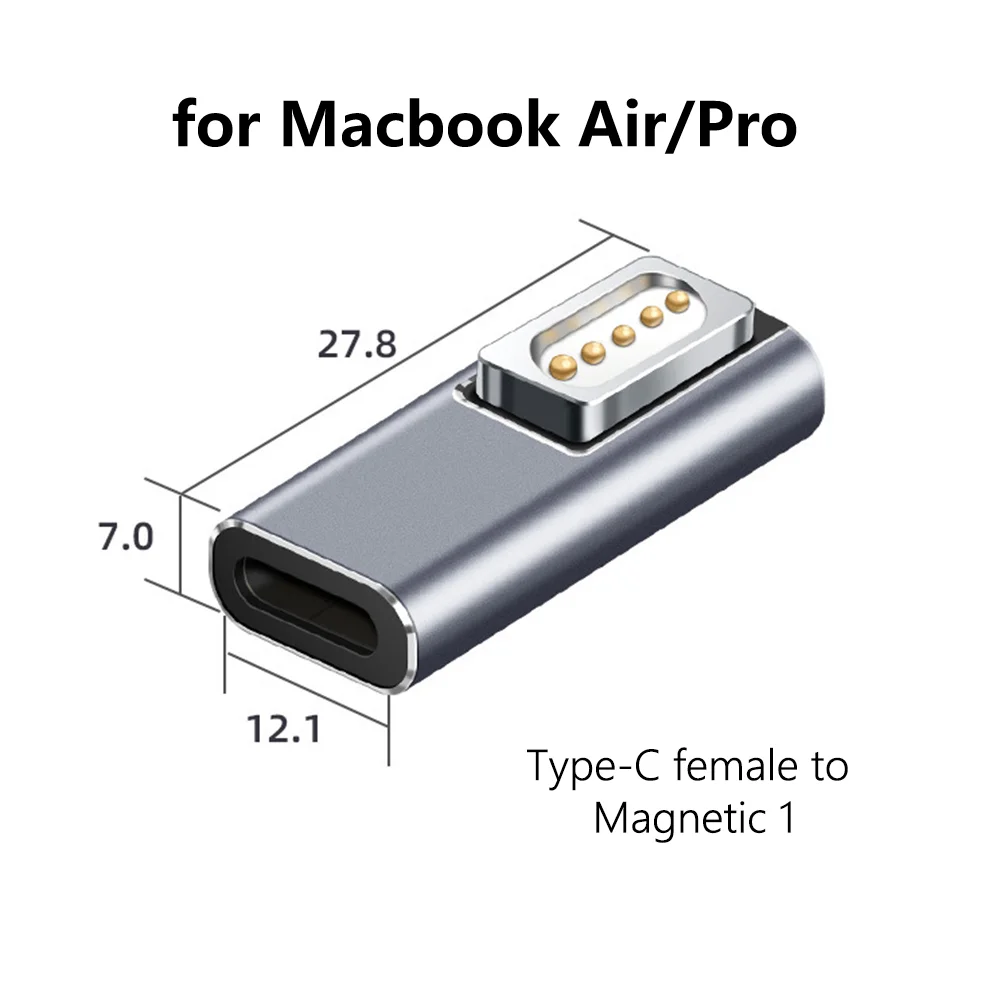 Caricabatterie Magnetico 65W Type-C A MagSafe 2 Per MacBook – Ricarica Rapida Con LED, Bianco