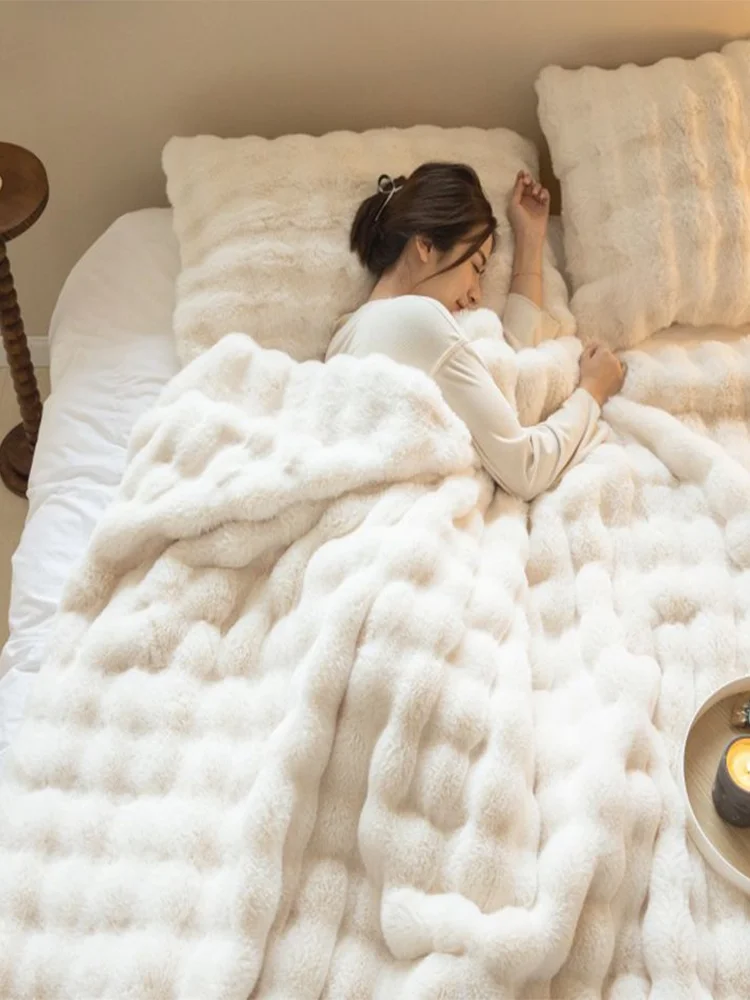 두꺼운 이불 담요, 두꺼운 우유 벨벳 담요, 양면 물결 패턴, 두꺼운 사무실 낮잠 담요, 소파 커버 담요 