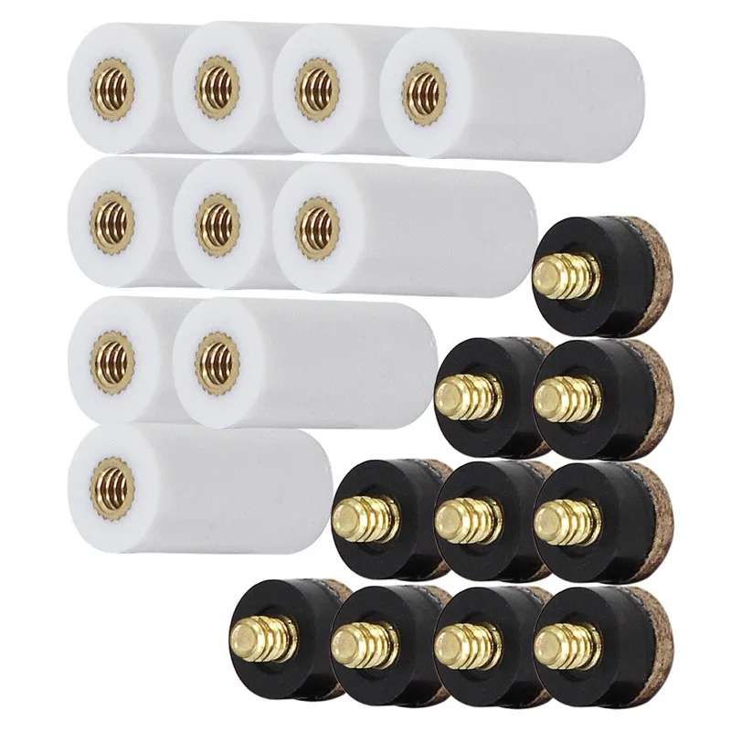 10pcs/Set Professional Cue Tips Billiard Replacement Screw-on Tips Pool Cue Stick Ferrules Black and White 13mm