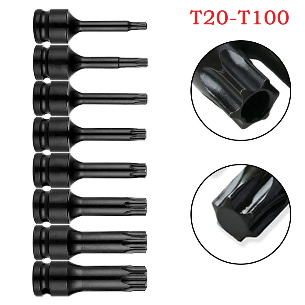 T20-T100 1/2 Inch Universal Impact Wrench Socket Adapter 78mm Torx Screwdriver Bit Impact Wrench Cordless Power Tool Accessories