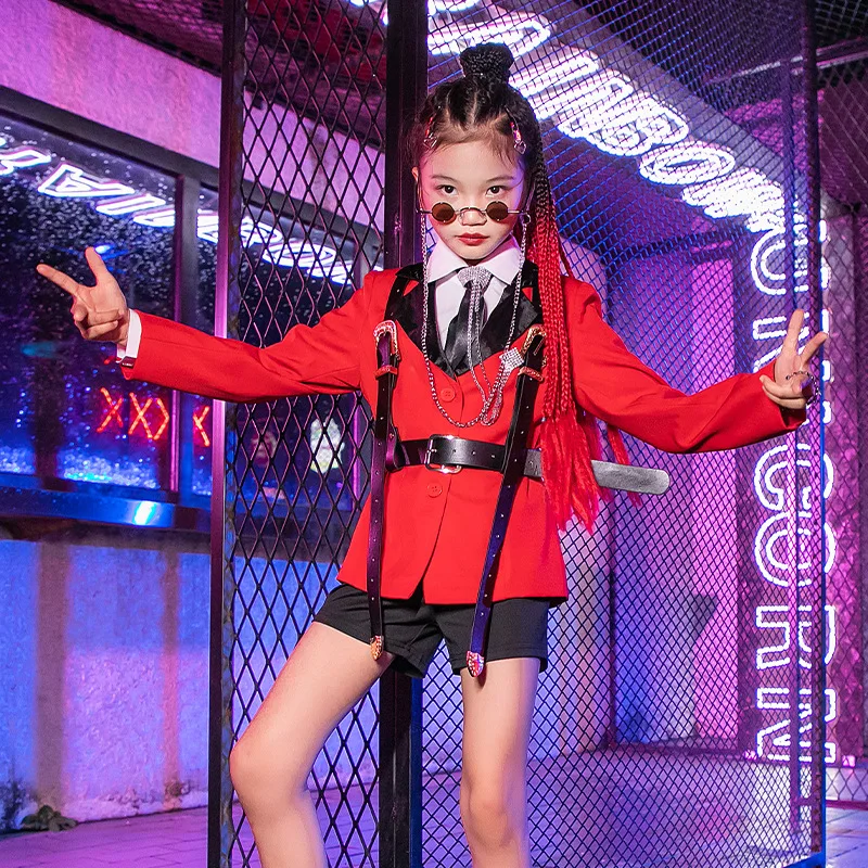 

Girls Clothes Hip-hop Fashion Show Suit Costumes Urban Rave Model Dancer Catwalk Sets Kids Jazz Street Dance Performance Outfits