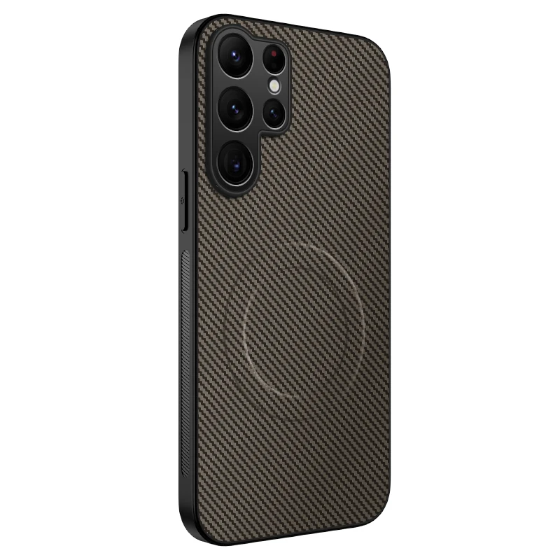 Luxury Carbon Fiber Slim Phone Case - Metal Magnetic Shockproof Camera Protector