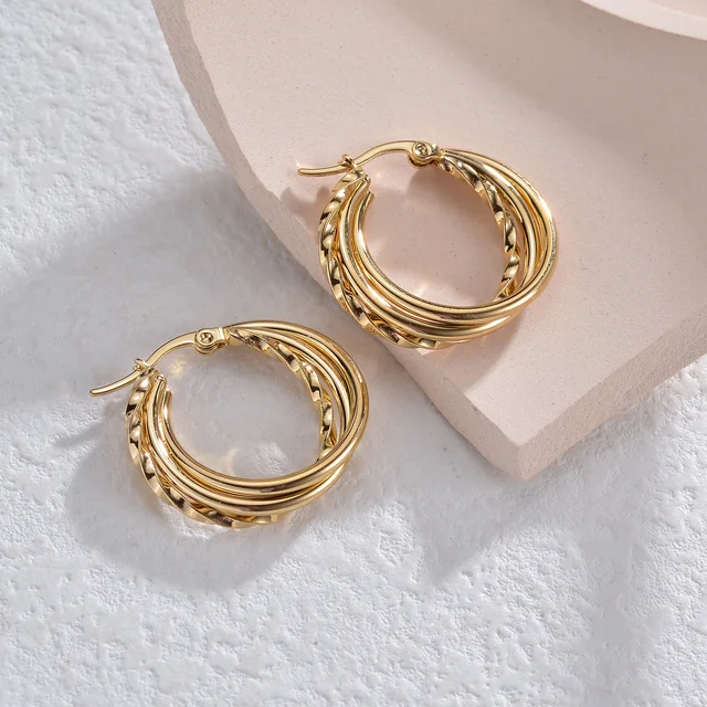Simple Fashion Stainless Steel Geometric Earrings Unique Design Gold Color Earrings For Women Personalized Party Jewelry Gifts 6