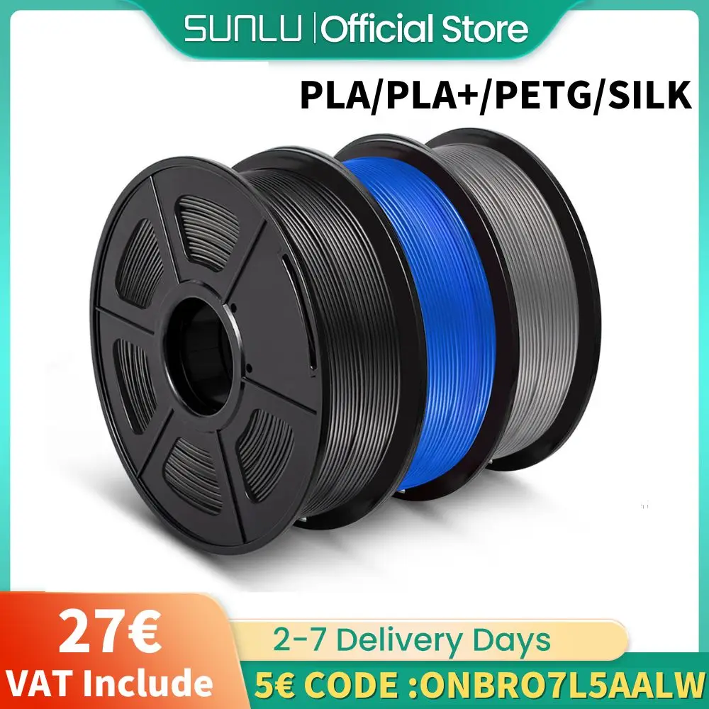 Sunlu-pla Petg Filamento de Impressão 3d Rolls 1kg 1.75 mm Mais 0.02 mm Impressão 3d Embalagem a Vácuo Transporte Rápido