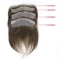 0.06mm brun droit homme toupet V Style ligne de cheveux frontale pour hommes 15cm cheveux humains Ultra mince peau PU hommes prothèse capillaire 6