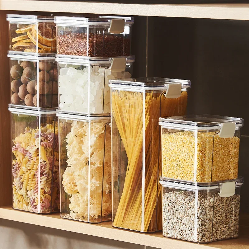 Food Storage Kitchen Containers Plastic Box Jars for Bulk Cereals Kitchen Organizers for Pantry Organizer Jars With Lid Home Set 2