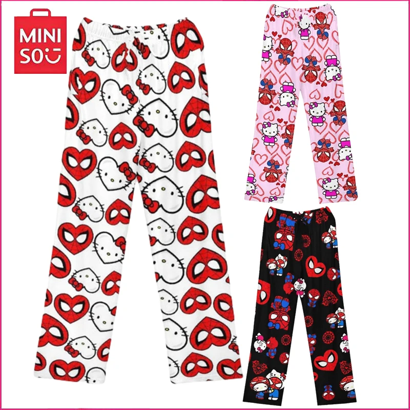 

2024 Hellokitty Women's Pajama Pants Y2K Spring Summer Sanrio Thin Home Pants Printed Casual Loose Couple Pants Clothing Gift