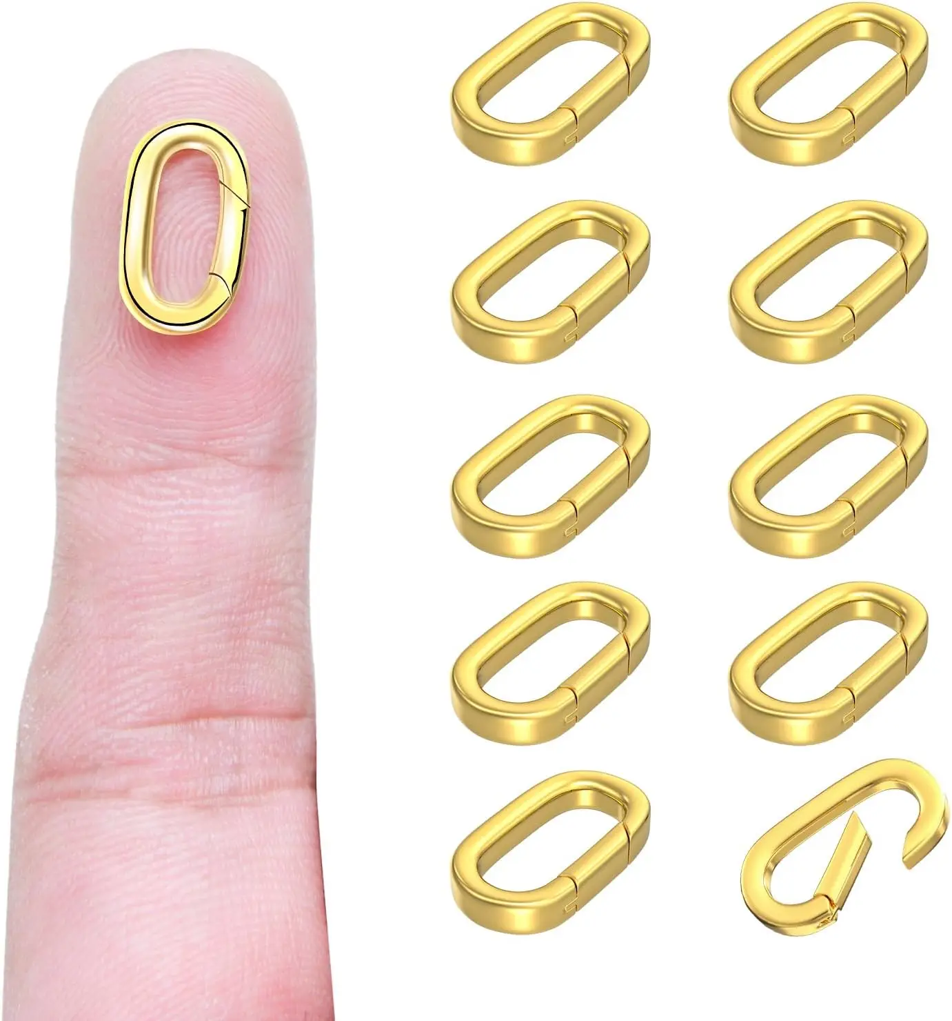 OHINGLT 10 Stück Karabinerhaken-Anhänger-Verschlüsse – 18K Gold Halskettenverschluss und Verschlüsse, Armband-Charm-Verbinder für Damen