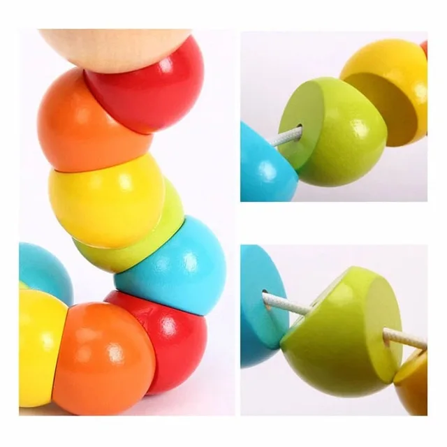 New Worm Twist Puppet Cognition fun Educational Toys Changeable Shape Wooden Blocks Kids Colorful Caterpillar Baby Toy 5