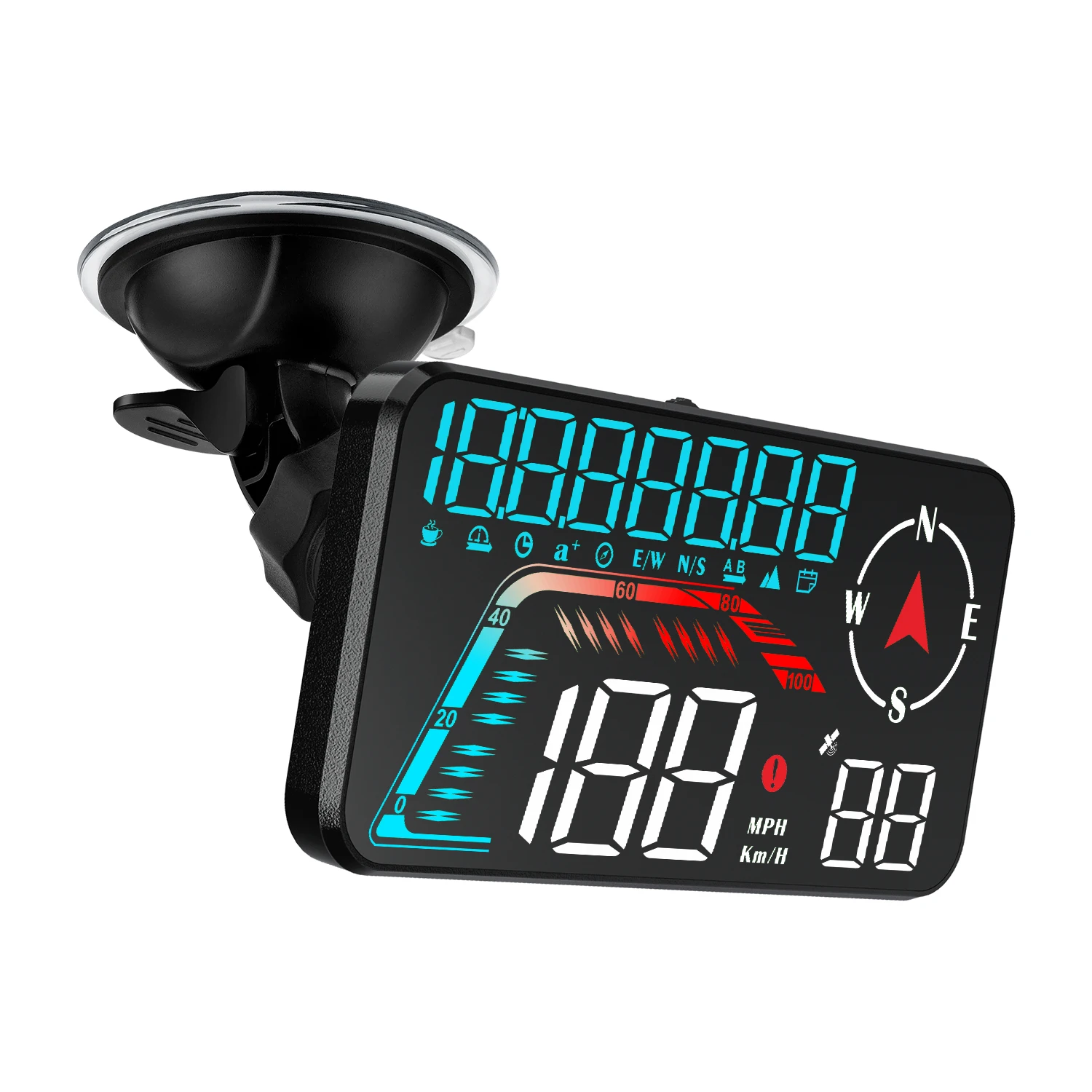 5.5 inches A8 OBD2 Windshield HUD Head Up Display with Display RPM MPH  Speeding Warning Fuel Consumption Temperature