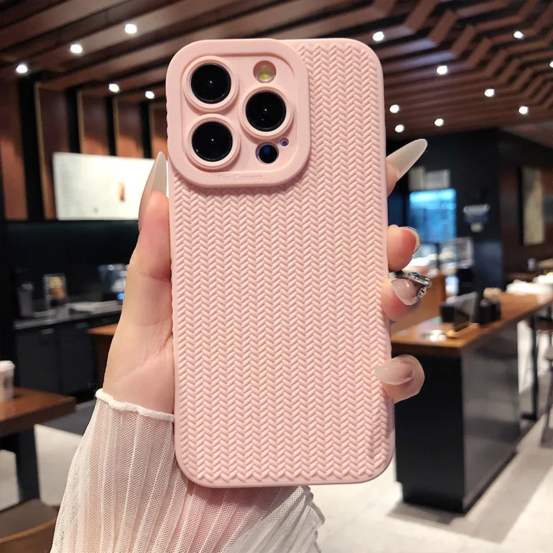 Fashion 3D Woven Pattern Matte Soft Silicone Shockproof Phone Case