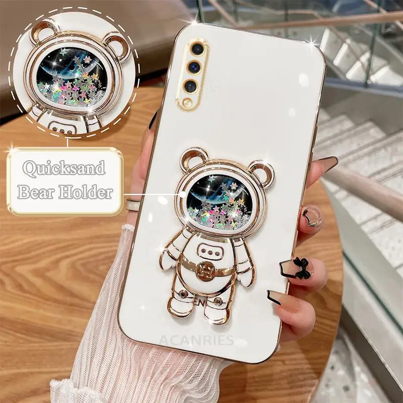 thumbnail image 1 of A 50 70 30s Glitter Quicksand Holder Plating Case For Samsung Galaxy A50 A70 A30s A7 2018 A20 A50s A21s A51 Silicone Stand Cover, 1 of 5