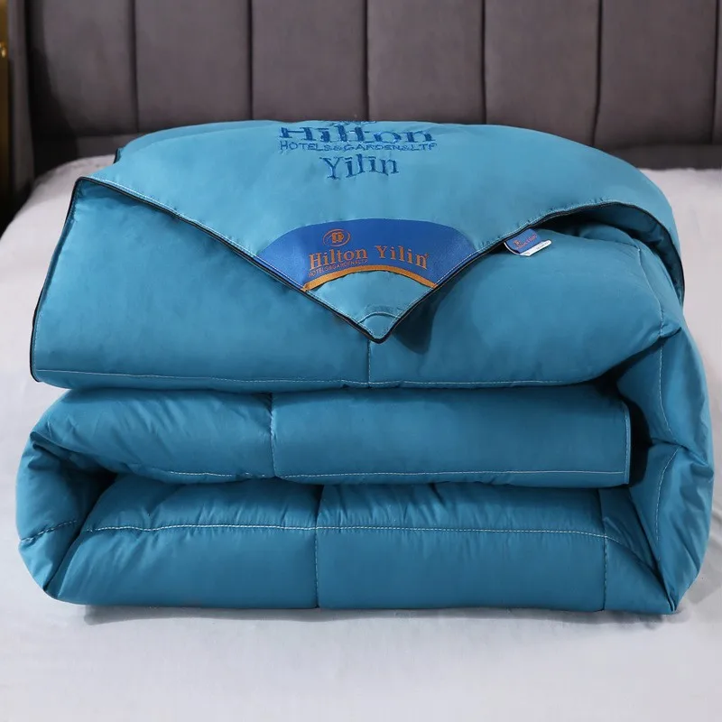 100% Advanced Goose Down Duvet Quilted Cotton Quilt Cover Comfortable And Warm Comforter Winter Thick Blanket Solid Color