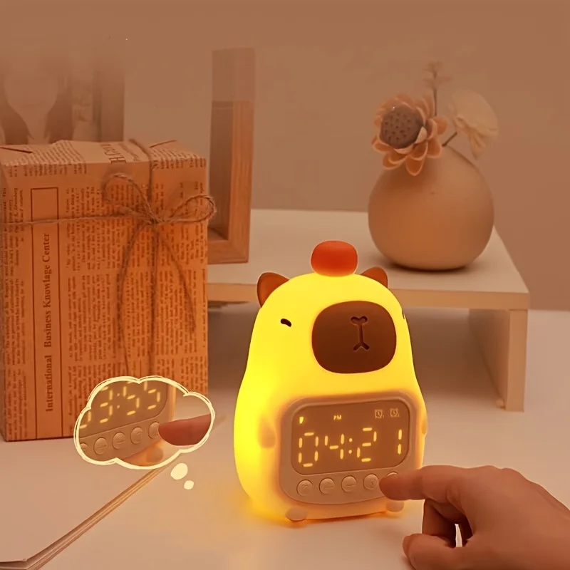 Capibala alarm clock night light digital display vibration wake-up battery-powered charging is suitable for home and hotel use