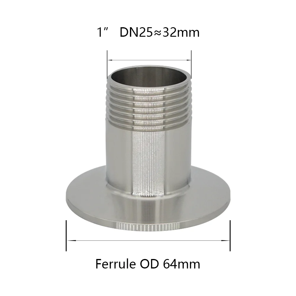 3/4&ldquo; 1&rdquo; 2&ldquo; Male Threaded to Tri Clamp Ferrule 304 Sanitary Stainless Steel Pipe Fitting